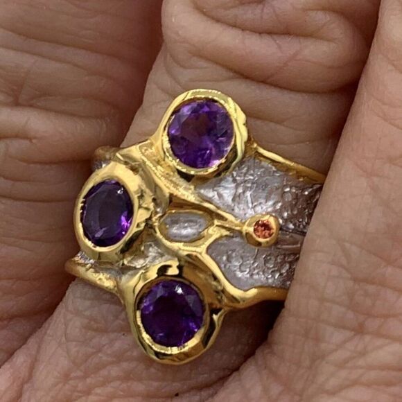 Necklace and earring set, boho/artisnal layered look in rich purple shades, EUC - Picture 11 of 14